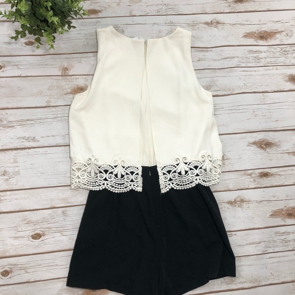 Parker Lace Overlay White & Black Romper - Picture 5 of 7
